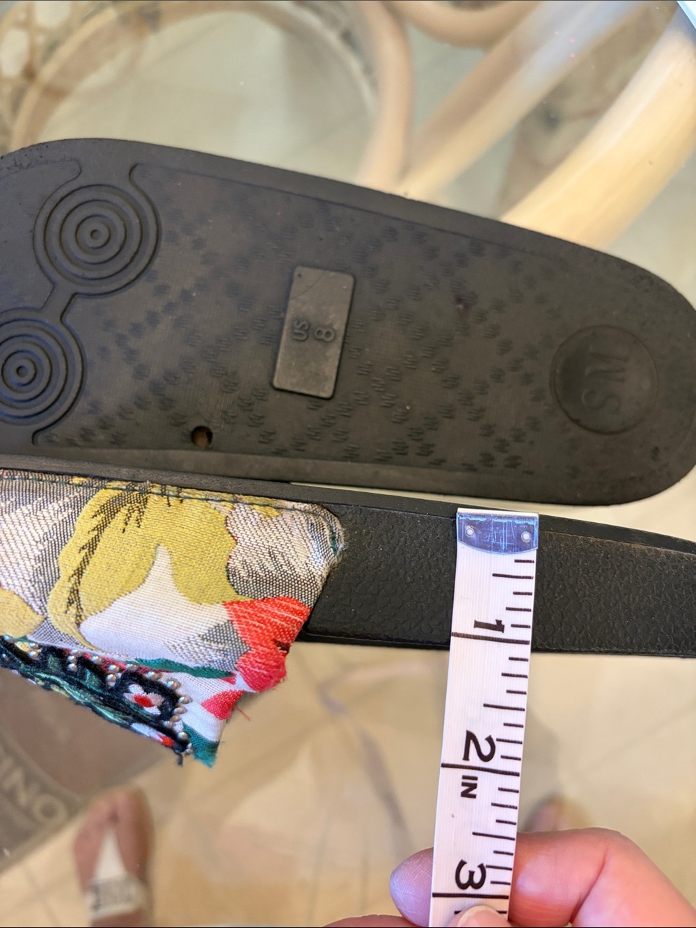 Steve Madden Black Slides with Multicolor Floral Embroidery & Silver Studs - Picture 8 of 9